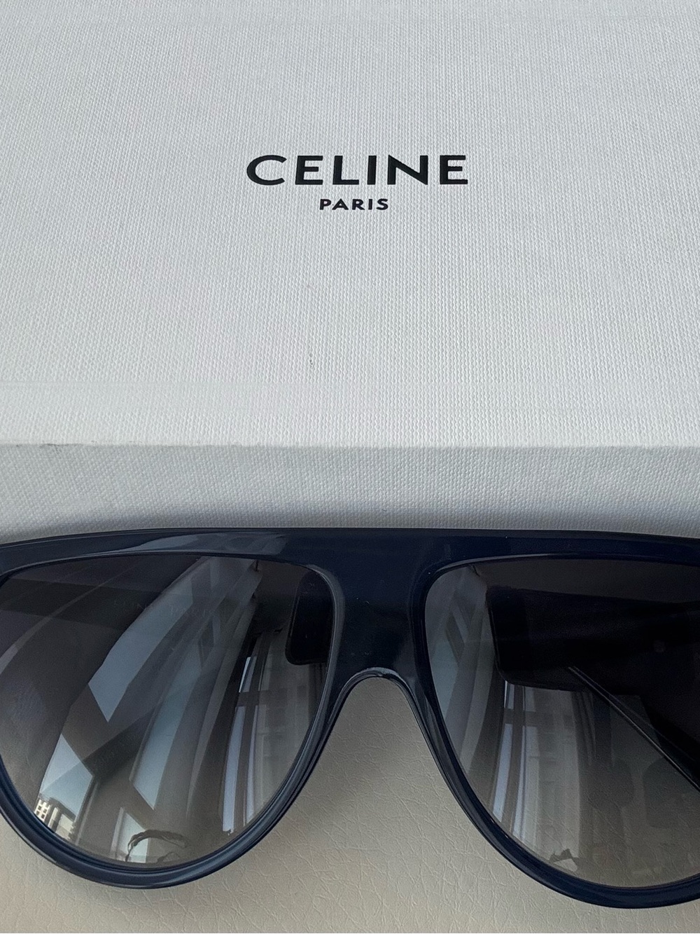 Celine Navy Oversized Shield Sunglasses - Picture 1 of 3